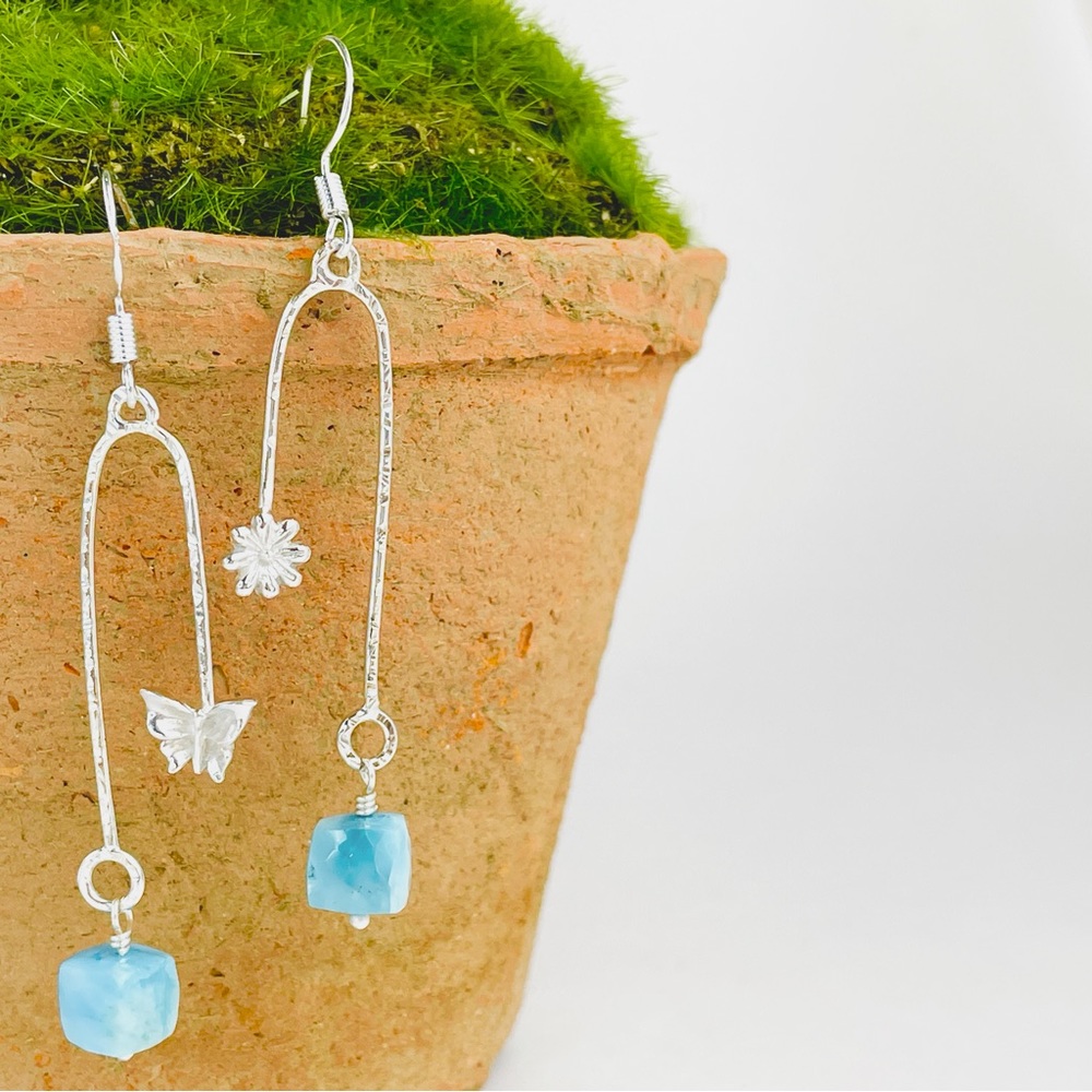 Sterling Silver Larimar Earrings